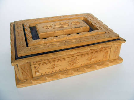 A box is wooden frettedの写真素材