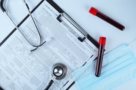 concept of medical examination for viruses in the body, vacuum tubes for blood samplingの写真素材