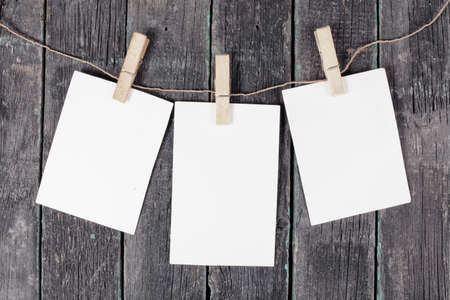 blank photos on a rope, empty templates., mock-up.の写真素材