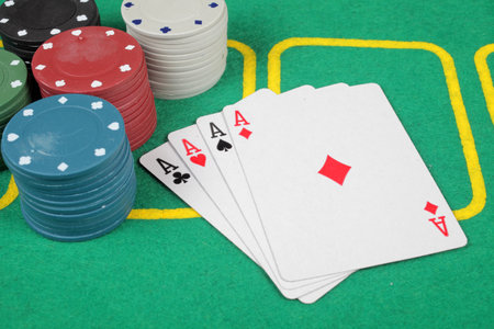 Casino chips winning combination four aces