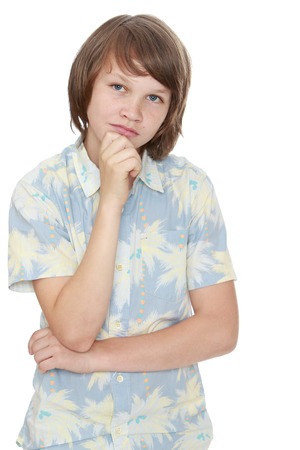 Portrait of beautiful young men-Isolated on white backgroundの写真素材