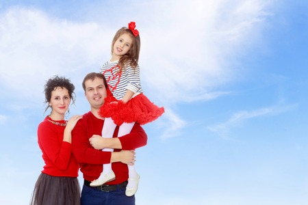 Happy parents and young daughter.の写真素材