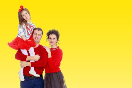 Happy parents and young daughter.の写真素材