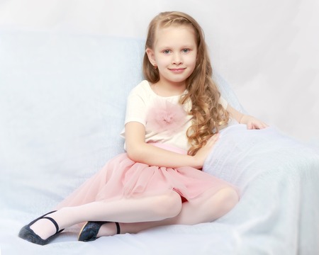 Beautiful little girl 5-6 years.の写真素材