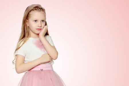 Beautiful little girl 5-6 years.の写真素材
