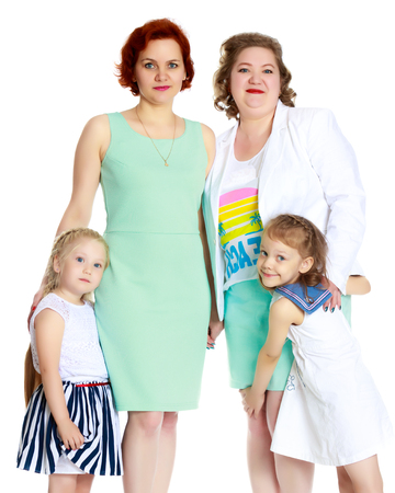 Happy family with young childrenの写真素材