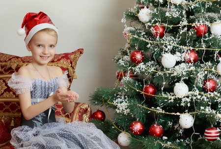 Little Princess around the Christmas tree.の写真素材