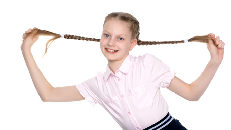 Portrait of a little girl close-up.の写真素材