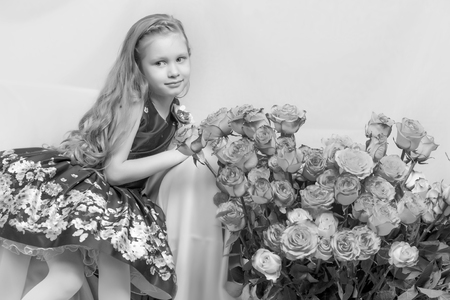 Beautiful little girl 5-6 years.の写真素材