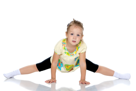 Little girl doing twineの写真素材