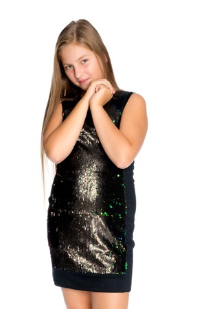 Teenage girl, studio photoの写真素材