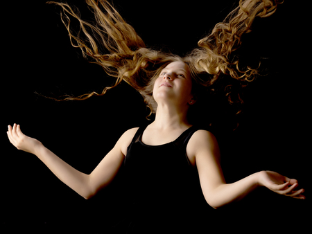 Teenage girl, studio photoの写真素材