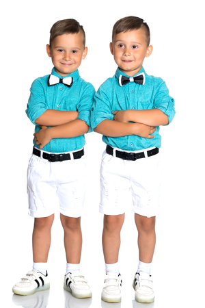 Twin boys in full growth.の写真素材