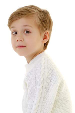Portrait of a little boy close-up.の写真素材