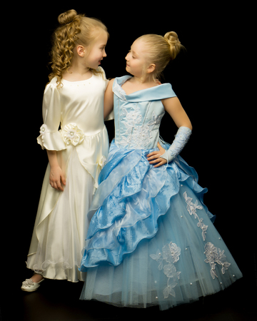 Two cute little girls in full growthの写真素材