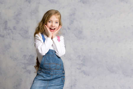 The little girl was very surprised by what she saw. The concept of childrens emotions.