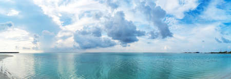 Beautiful landscape of clear turquoise Indian ocean, Maldives islandsの写真素材