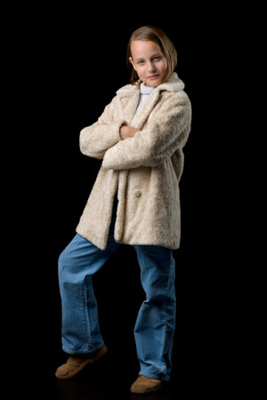 Pretty girl in fashionable outfitの写真素材