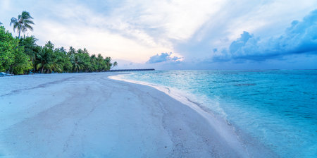 Pool on tropical Maldives island - nature travel backgroundの写真素材