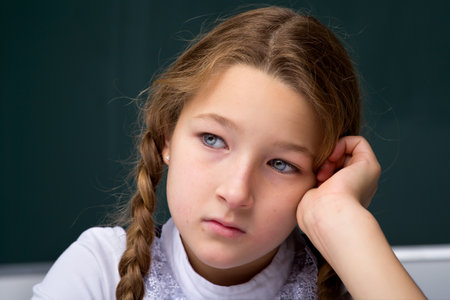 Portrait of cute schoolgirl.Back to school, education concept.