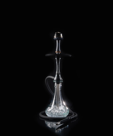 with glass bowl on black background