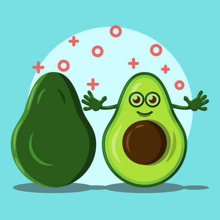 Simple Cute Character Design. Cute Mascot Design of Happy Avocado. Simple Character Design for...