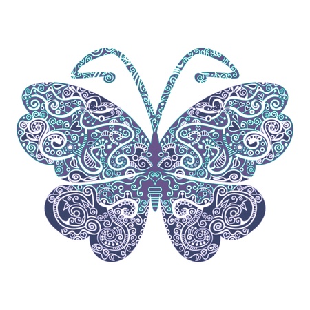 Gedetailleerde illustratie van een vlinder in pastelkleuren. Alle kleuren in verschillende lagen om makkelijk aan te kunnen passen aan uw eigen wensen.のイラスト素材