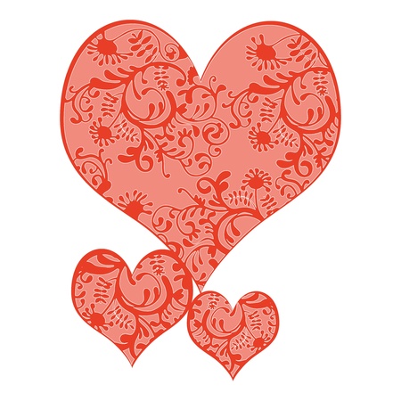 Vector illustratie van 3 harten in romatische kleuren, alle kleuren in een aparte laag om makkelijk aan te kunnen passen.のイラスト素材