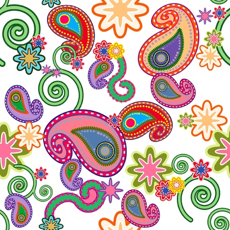 Naadloos achtergrond patroon met bont gekleurd Paisley design のイラスト素材
