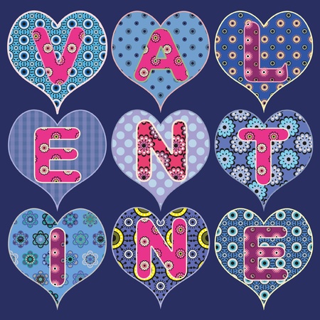 Blue design for valentine card on separate layersのイラスト素材