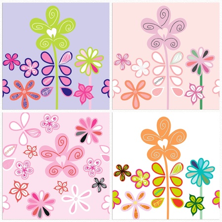 cute design of a spring garden, can also be used as seamless borderのイラスト素材