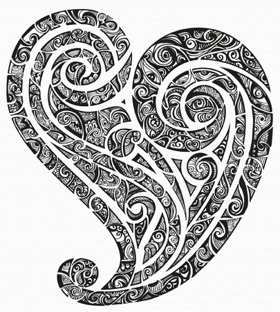 Decorated tattoo heart のイラスト素材