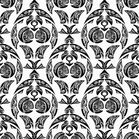 seamless pattern tattoo style in black and white for design projectsのイラスト素材
