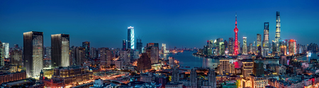 Shanghai night view panoramaの写真素材