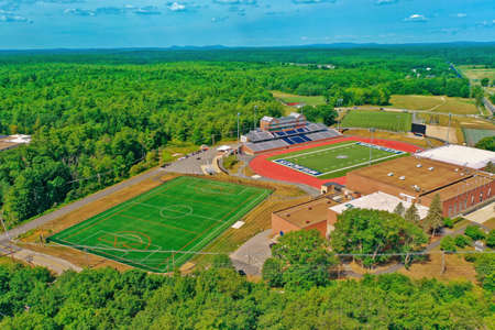 Aerial Drone Photography Of Downtown Durham, NH (New Hampshire) During The Summer