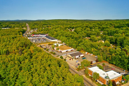 Aerial Drone Photography Of Downtown Manchester, NH (New Hampshire) During The Fall Foliage Seasonのeditorial素材