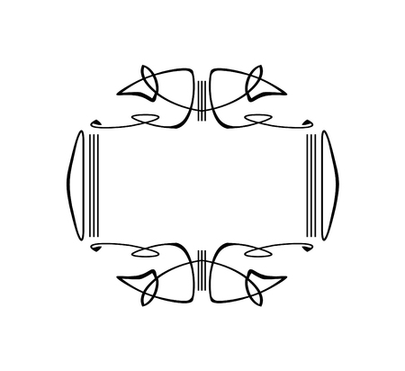 Vintage Calligraphic Square Frame - Decorative Floral Elementのイラスト素材