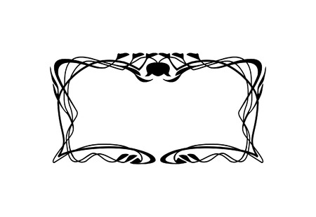 Vintage Calligraphic Square Frame - Decorative Floral Element with Lines, Flourishes, Scrolls and Swirls Isolated in Black Vectorのイラスト素材