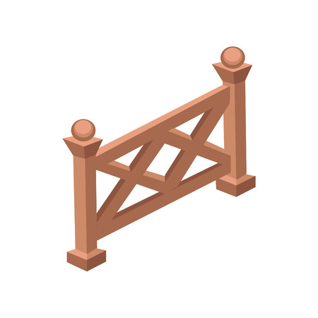 Isometric Cartoon Wooden Fence or Gate  - Element for Tileset Map, Landscape Design or Game Object in Colorful Detailed Vectorのイラスト素材