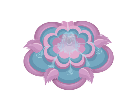 Colorful Water Fountain with Floral Elements in Pinkのイラスト素材