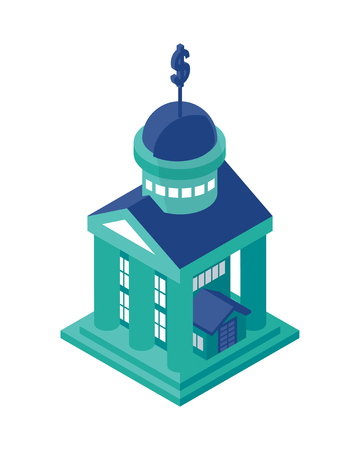 Isometric Bank Building Object or Icon.のイラスト素材