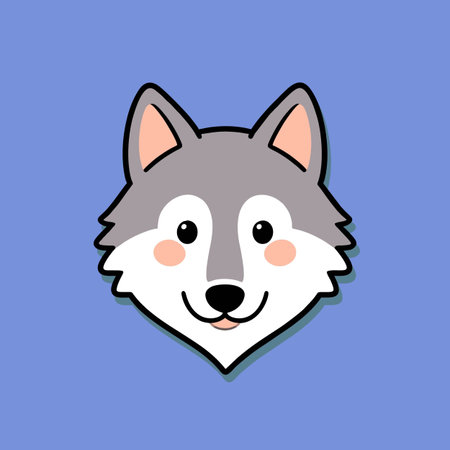 Cute cartoon wolf face. Vector illustration of a husky.