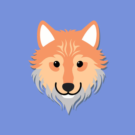 Cute fox head on blue background. Vector illustration in flat style.
