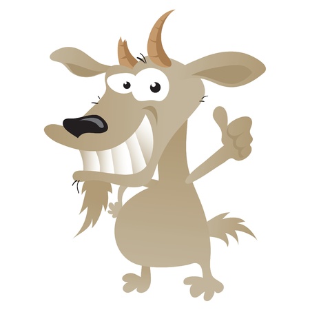 Wacky goat cartoon character in thumbs up pose.のイラスト素材