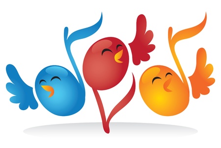 Singing note-shaped birds.のイラスト素材