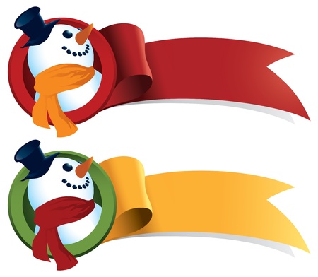 Snowman festive ribbon. Great for Christmas banners and stickers.のイラスト素材