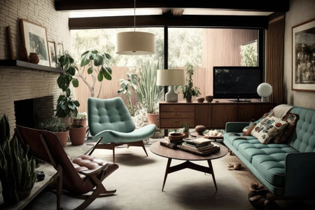 Elegant Mid-Century Modern Living Roomの素材