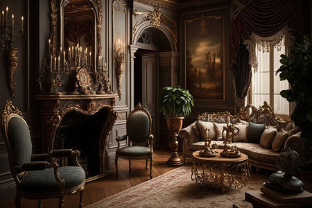 Elegant Victorian Interior Design Living Roomの素材