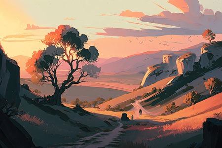 Vast and Enchanting Cell-Shaded Landscapeの素材