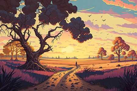Vast and Enchanting Cell-Shaded Landscapeの素材